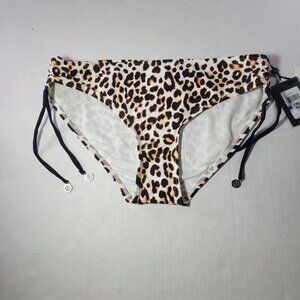 DKNY Women Leopard Print Hipster Bikini Bottom With Side Strings Size XL